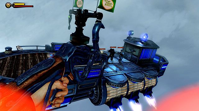 Wkrótce po opuszczeniu portu, w twoją stronę zaczną nadciągać barki Comstocka i Voksów oraz Komary - Odeprzyj atak z powietrza | Rozdział 36 - Dłoń Proroka | BioShock Infinite - BioShock: Infinite - poradnik do gry