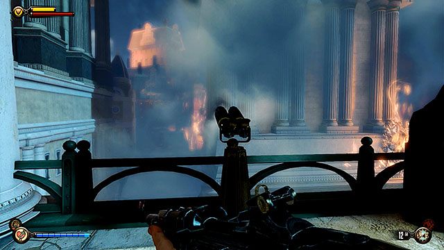 Dach domu Comstocka, w porcie obok zacumowanej barki - Rozdziały 33, 36 | Punkty widokowe (kinetoskopy i teleskopy) | BioShock Infinite - BioShock: Infinite - poradnik do gry