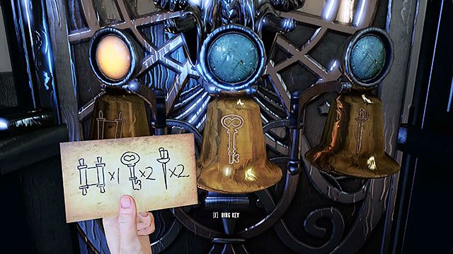 Na szczycie latarni podejdź do drzwi i zadzwoń trzema dzwonkami, zgodnie z instrukcją na kartce (1x lewy, 2x środkowy, 2x prawy) - Wejdź na szczyt latarni | Rozdział 1 - Latarnia Morska - BioShock: Infinite - poradnik do gry