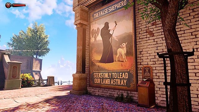 Po drodze trafisz na duży plakat The False Shepherd - Odszukaj statuę Columbii w BioShock Infinite | Rozdział 2 - Centrum Powitalne - BioShock: Infinite - poradnik do gry