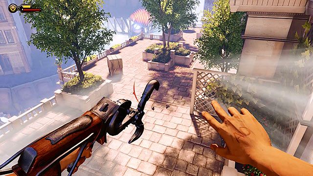 Z balkonu rezydencji będziesz mógł za pomocą Niebhaka dostać się na sąsiedni taras - Idź na Wyspę Pomnika i odszukaj dziewczynę (1) | Rozdział 4 - Dachy Centrum Comstocka - BioShock: Infinite - poradnik do gry