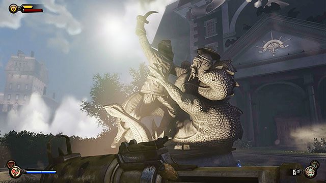 Udaj się w kierunku bramy, prowadzącej do Bractwa Kruka - Idź na Wyspę Pomnika i odszukaj dziewczynę (2) | Rozdział 4 - Dachy Centrum Comstocka - BioShock: Infinite - poradnik do gry