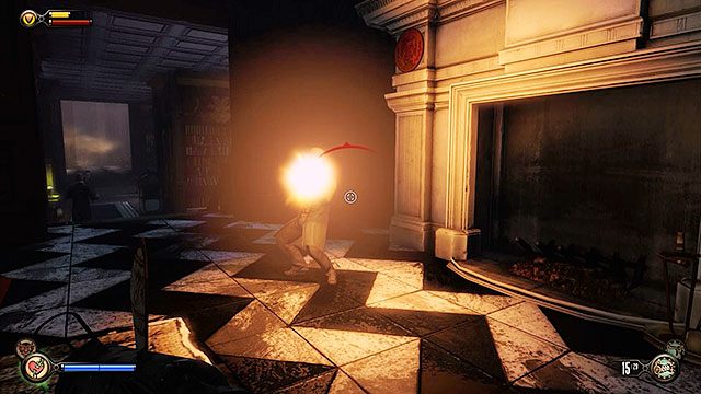 W jadalni oraz w barze kręci się kilku przeciwników - Idź na Wyspę Pomnika i odszukaj dziewczynę (2) | Rozdział 4 - Dachy Centrum Comstocka - BioShock: Infinite - poradnik do gry