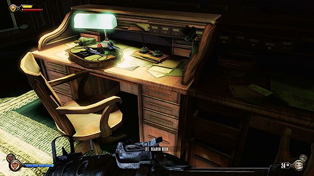 Przejdź do małego biura, po lewej stronie stołu - Idź na Wyspę Pomnika i odszukaj dziewczynę (2) | Rozdział 4 - Dachy Centrum Comstocka - BioShock: Infinite - poradnik do gry