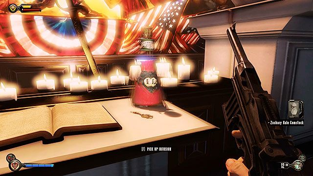 Bractwo Kruka, na ołtarzu w kaplicy, gdzie odbywa się kazanie - Rozdziały 4-5 | Infuzje | BioShock Infinite - BioShock: Infinite - poradnik do gry