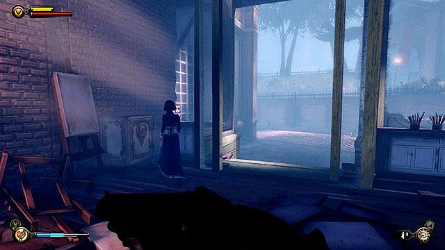 Na przeciwko wejścia na cmentarz znajdują się dwa połączone ze sobą sklepy - Sejfy i zamknięte drzwi | Wytrychy | BioShock Infinite - BioShock: Infinite - poradnik do gry