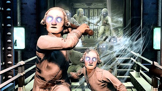 Chłopców Ciszy zawsze znajdziesz w otoczeniu oszołomionych i nieagresywnych pacjentów w maskach - Potężni przeciwnicy | Przeciwnicy | BioShock Infinite - BioShock: Infinite - poradnik do gry