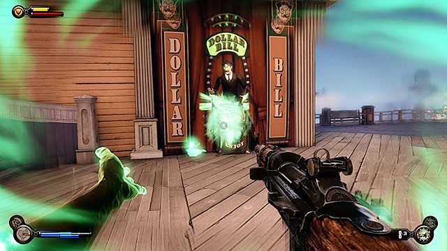 Po wyjściu z Sali Bohaterów, opętaj stojący na placu Dolaromat i zbierz wysypujące się z niego pieniądze - Wytrychy | BioShock Infinite - BioShock: Infinite - poradnik do gry