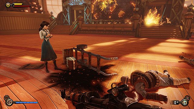 Po wejściu do fabryki, przeszukaj dwie pierwsze sale - Idź do fabryki i odzyskaj okręt Pierwsza Dama | Rozdział 27 - Fabryka - BioShock: Infinite - poradnik do gry