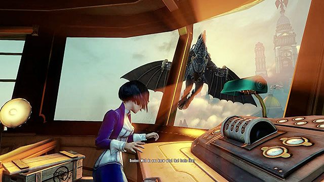 Kiedy przeszukasz już biuro, otwórz drzwi, którymi przeszła Elizabeth i ruszaj za nią na pokład Pierwszej Damy - Wejdź na pokład Pierwszej Damy | Rozdział 27 - Fabryka | BioShock Infinite - BioShock: Infinite - poradnik do gry