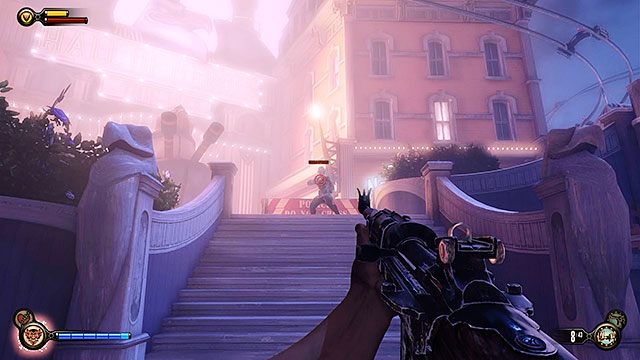 Teraz musisz przedrzeć się z powrotem na początek promenady - Znajdź Elektrycznego Dżokeja w Sali Bohaterów | Rozdział 8 - Żołnierskie Pole - BioShock: Infinite - poradnik do gry