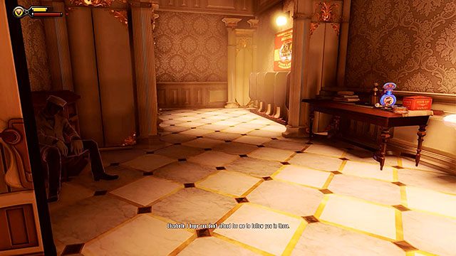 Przeszukaj salon gier, w którym znajdziesz głównie pieniądze oraz produkty spożywcze - Wybór - Przypinka do aksamitki | Rozdział 7 - Zatoka okrętów | BioShock Infinite - BioShock: Infinite - poradnik do gry