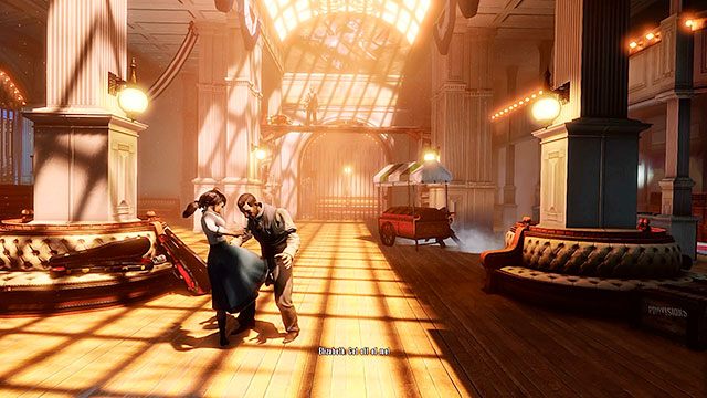 Niezależnie od tego jak postąpisz z bileterem, szybko okaże się, że wpadłeś w zasadzkę i zebrani na sali mają za cel przechwycenie dziewczyny - Wybór - Bileter | Rozdział 7 - Zatoka okrętów | BioShock Infinite - BioShock: Infinite - poradnik do gry