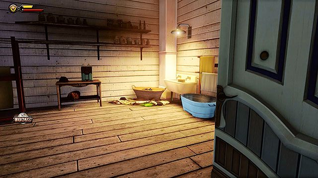 Salon gier, kosz w pomieszczeniu dla pracowników, w korytarzu prowadzącym do Salonu gier - Rozdziały 6-7 | Voksofony | BioShock Infinite - BioShock: Infinite - poradnik do gry