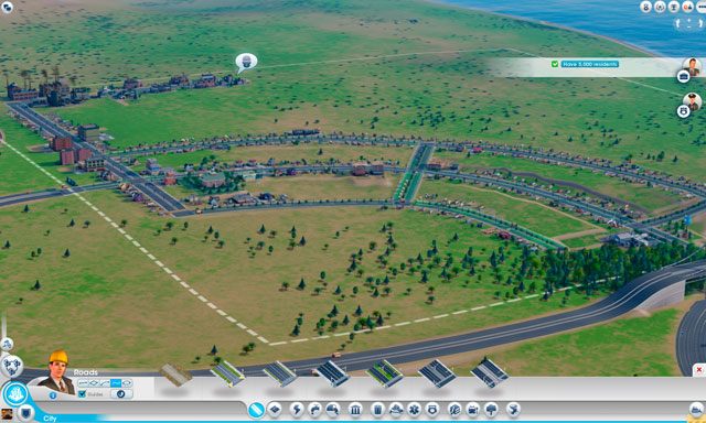 Przykład: Niestety Czarnowo nie może sobie pozwolić na luksus kwadratowych dzielnic, ponieważ startowa droga została zakreślona na planie łuku - Jak zacząć? | Podstawy rozgrywki w SimCity - SimCity - poradnik do gry