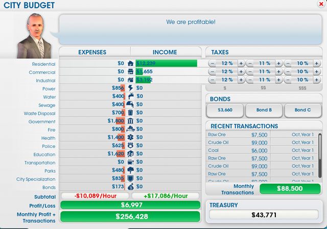 Miasto jest już rozwinięte i z pewnością przynosi duże zyski (screen powyżej) - Jak zacząć? | Podstawy rozgrywki w SimCity - SimCity - poradnik do gry