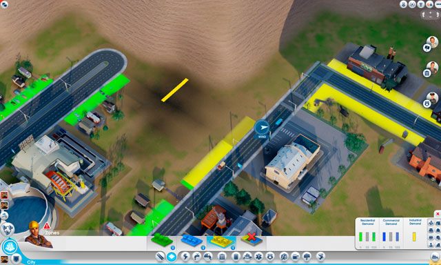 Jak widać na powyższej ilustracji, podczas wyznaczania nowej strefy pojawiają się dwie kolorowe kreski - jedna bliższa, a druga dalsza - Podstawy | Strefy w SimCity - SimCity - poradnik do gry