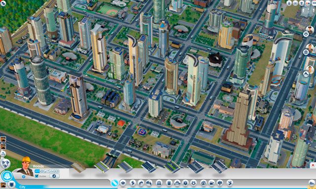 Menu dróg [Roads] można znaleźć w panelu budowy na samym dole ekranu (screen powyżej) - Drogi i transport w SimCity - SimCity - poradnik do gry