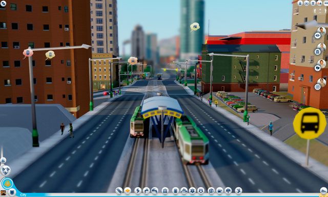 Przystanki tramwajowe należy rozmieszczać w odległości kilkuset metrów od siebie, przed wejściami do budynków i nieopodal przystanków autobusowych (żeby simowie mogli łatwo przechodzić z jednych do drugich) - Budynki tramwajowe w SimCity | Drogi i transport - SimCity - poradnik do gry