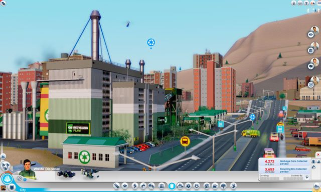 Centrum recyclingu nie wspiera działalności wysypiska śmieci, lecz zajmuje się zupełnie nowym rodzajem odpadów, które zaczynają być generowane dopiero po wybudowaniu tego budynku - Budynki | Śmieci w SimCity - SimCity - poradnik do gry