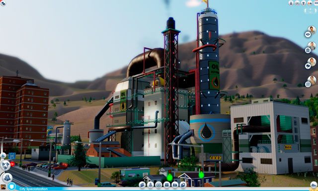 Rafineria przerabia czystą ropę na plastik oraz paliwo (patrz rozdział: Wydobycie i handel - Tabela przetwórstwa) - Budynki - wiertnictwo | Specjalizacje miast w SimCity - SimCity - poradnik do gry