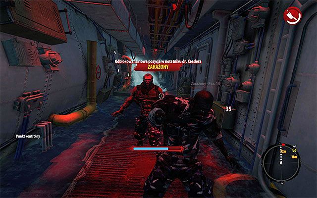 W częściowo zalanym korytarzu po raz pierwszy zostaniesz zaatakowany przez zarażonych, czyli przez o wiele bardziej zwinną odmianę zombiaków - Znajdź drogę na główny pokład Prolog - Sztorm - Dead Island Riptide - poradnik do gry