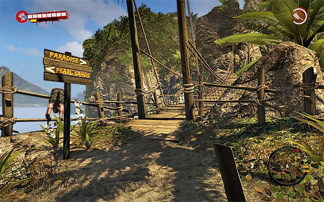 Po dotarciu do rozwidlenia wybierz prawą ścieżkę, pozostając bliżej skał - Dołącz do pozostałych ocalałych Rozbitek - Dead Island Riptide - poradnik do gry