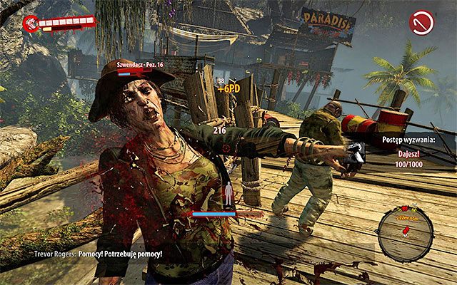 Zacznij od zaatakowania od tyłu zombiaków kierujących się w stronę głównej części obozowiska - Wejdź do obozu i pomóż go bronić Rozbitek - Dead Island Riptide - poradnik do gry