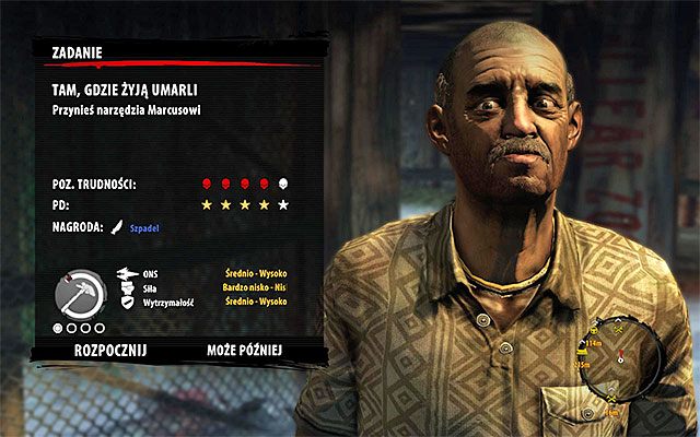 Podejdź do uratowanego w poprzednim zadaniu Marcusa Villi i zainicjuj z nim rozmowę - Porozmawiaj z Marcusem Villą Tam, gdzie żyją umarli - Dead Island Riptide - poradnik do gry