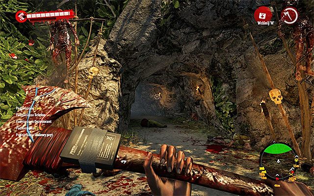 Po zbliżeniu się do czerwonej chorągiewki gra oznaczy północną jaskinię do zbadania - Zbierz korę chinowca dla Hadisi Zasoby naturalne - Dead Island Riptide - poradnik do gry