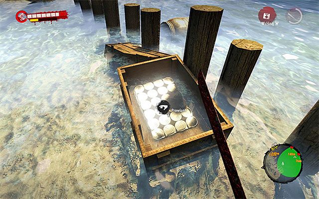 Poszukiwane zapasy znajdują się zanurzonej w wodzie dużej skrzyni i będzie to prowiant - Dar niebios Poboczne zadania - Dżungla - Dead Island Riptide - poradnik do gry