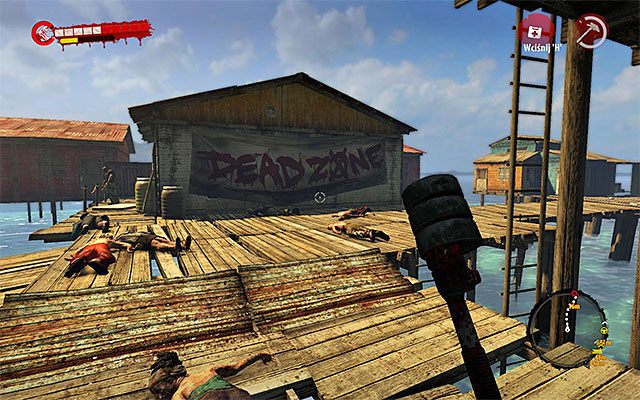 Wkrótce powinieneś dotrzeć do aktualnego celu podróży, czyli do budynków przy wodzie z oznaczeniem Dead Zone - Antidotum Poboczne zadania - Dżungla - Dead Island Riptide - poradnik do gry