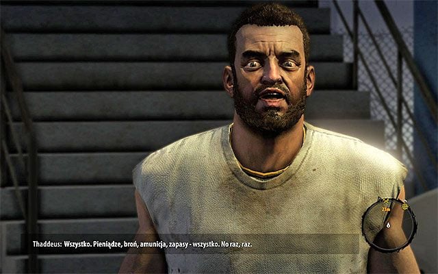 Skręć w lewo i podejdź do Thaddeusa, który jest liderem więźniów - Porozmawiaj z więźniami Skrzyżowanie - Dead Island Riptide - poradnik do gry