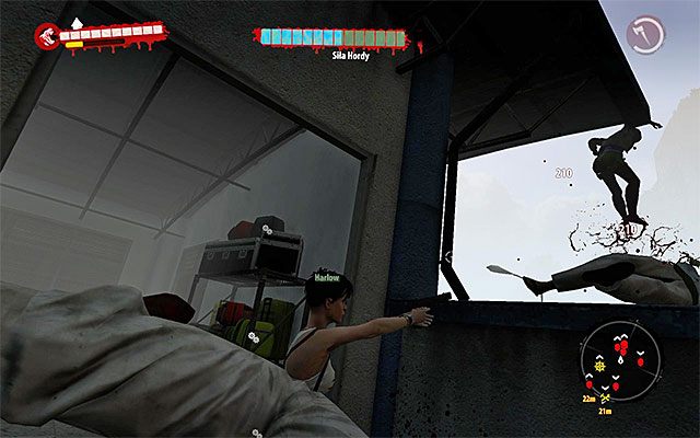 Po awansowaniu do trzeciej części walk zostaniesz dość nieprzyjemnie zaskoczony, albowiem zombiaki zaczną przedostawać się do obozowiska od strony pokazanego na powyższym screenie dachu - Przetrwaj do przybycia promu Oblężenie terminalu - Dead Island Riptide - poradnik do gry