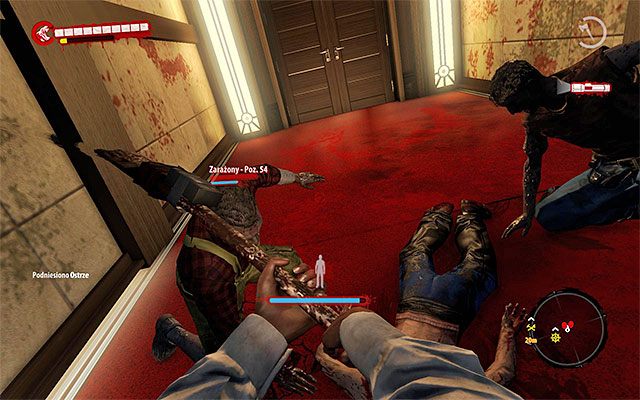 Kolejna grupa zombiaków czeka na Ciebie przy korytarzu prowadzącym do sali kinowej - Oczyść budynek W pierwszym rzędzie - Dead Island Riptide - poradnik do gry