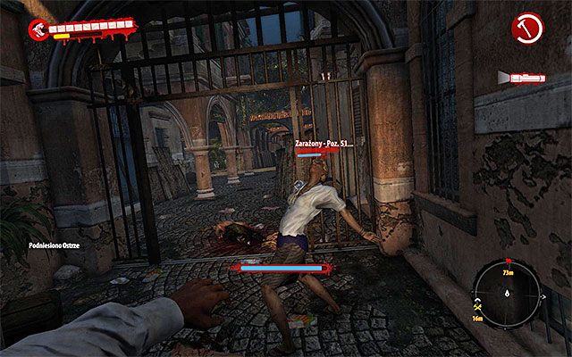 Idź dalej na zachód, a następnie skręć na północny-zachód, docierając do pokazanego na powyższym screenie niewielkiego przejścia - Idź do Bazy Wojskowej Zmilitaryzowana strefa - Dead Island Riptide - poradnik do gry