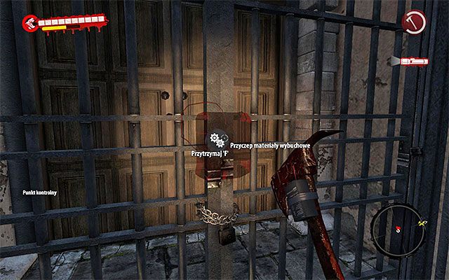 Powróć ze zdobytymi materiałami wybuchowymi do wejścia do głównego budynku Bazy Wojskowej - Wysadź bramę Zmilitaryzowana strefa - Dead Island Riptide - poradnik do gry