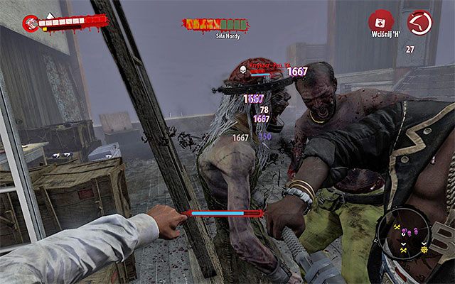 Po awansowaniu do trzeciej części bitwy skup się na jak najszybszym wyeliminowaniu krzykacza, który powinien w otoczeniu standardowych zombiaków pojawić się w północnej części dachu, czyli w obszarze, w którym nie można rozstawiać ogrodzeń - Przetrwaj atak Ewakuacja - Dead Island Riptide - poradnik do gry