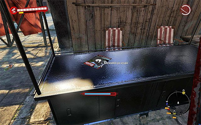 Po dotarciu do targowiska przystąp do badania tutejszych kramików, odnajdując przy jednym z nich przewodnik - Przewodniki - Henderson - Dead Island Riptide - poradnik do gry