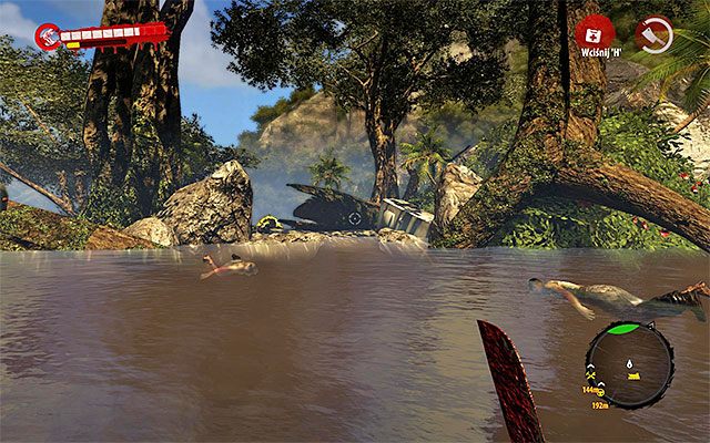 Zejdź na sam dół, wejdź do łodzi i zgodnie z otrzymaną podpowiedzią ruszaj na zachód - Bezpieczna przystań Poboczne zadania - Dżungla - Dead Island Riptide - poradnik do gry
