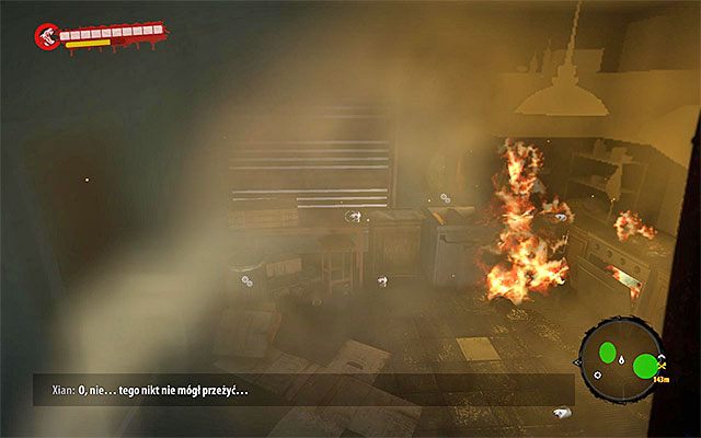 Wejdź do głównego pomieszczenia, odnotowując spore zadymienie i ślady pożaru - Więzy rodzinne Poboczne zadania - Henderson - Dead Island Riptide - poradnik do gry