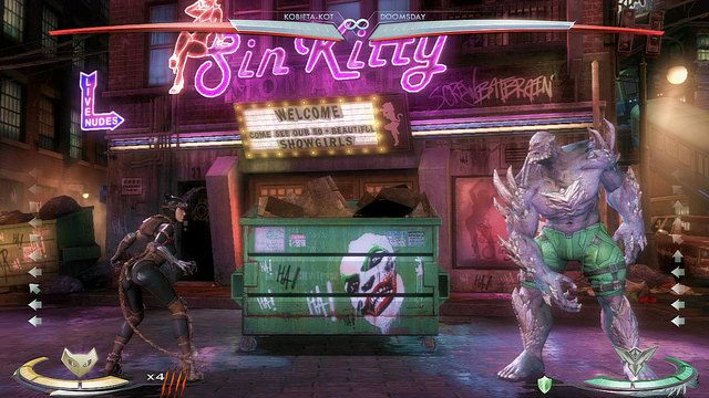 Po lewej stronie areny znajduje się metalowy kontener na śmieci - Injustice: Gotham - arena - Injustice Gods Among Us - poradnik do gry