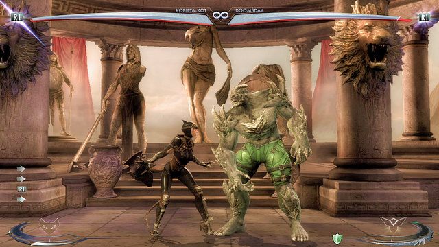 Na środku areny w tle znajduje się posąg, walcząc przed nim można rzucić w niego przeciwnikiem - Injustice: Themyscira - arena - Injustice Gods Among Us - poradnik do gry