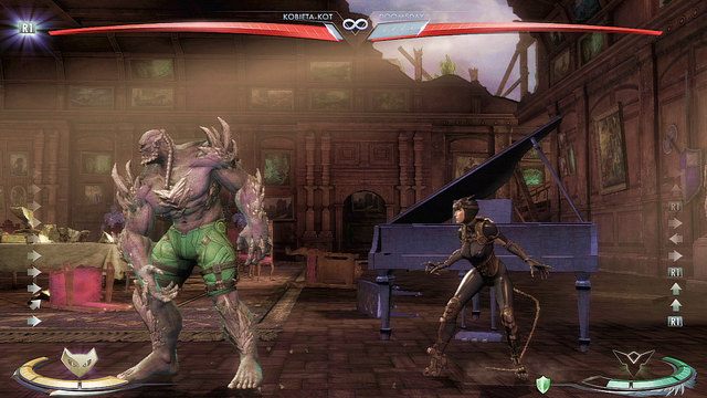 Po prawej stronie areny znajduje się fortepian - Injustice: Rezydencja Waynea, Rezydencja Waynea nocą - arena - Injustice Gods Among Us - poradnik do gry