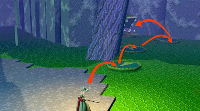 Wejście do skakanki po elitarną umiejętność oraz do pnia prowadzącego na wyższe poziomy - Checkpoint 3-4 | World 1 - Zone 3 (Kingdom of Fungus) w Guild Wars 2 - Guild Wars 2 - poradnik