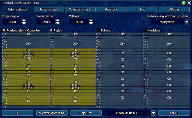 W Rozkładzie jazdy ustawiasz, w jakich godzinach i co ile minut kursuje dana linia - Rozkład jazdy | Zarabianie | Cities in Motion 2 - Cities in Motion 2 - poradnik do gry
