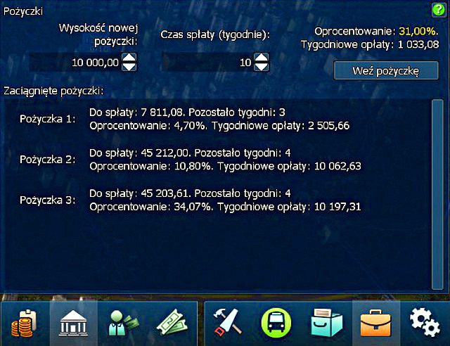 Pożyczki mogą pomóc w rozwoju firmy, ale jednocześnie stanowią pułapkę, która szybko może doprowadzić do ruiny - Pożyczki | Grupy społeczne, finanse i reputacja | Cities in Motion 2 - Cities in Motion 2 - poradnik do gry