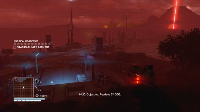 Skieruj się do widocznej na obrazku liny zaczepionej o słup po lewej stronie tamy - 3 - Punch it | Zadania główne | Far Cry 3 Blood Dragon - Far Cry 3: Blood Dragon - poradnik do gry