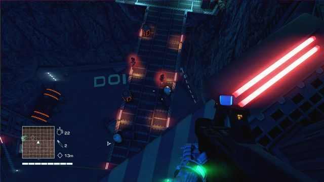 Wyczekaj na odpowiedni moment i zeskocz na przeciwników okupujących most poniżej, zabijając ich automatycznie - 4 - What is this shit? | Zadania główne | Far Cry 3 Blood Dragon - Far Cry 3: Blood Dragon - poradnik do gry