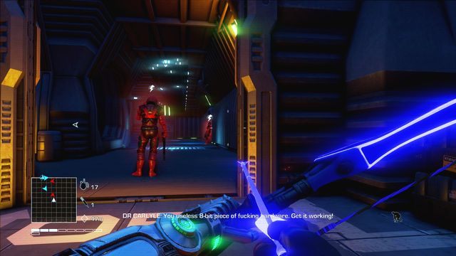 W pewnym momencie dotrzesz do korytarza pilnowanego przez żołnierzy wroga - 5 - I dont deal with psychos. I putem away | Zadania główne - Far Cry 3: Blood Dragon - poradnik do gry